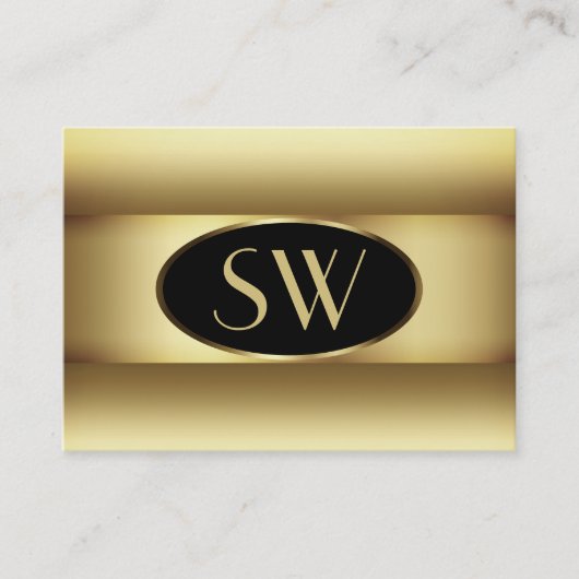 Zwart bruin Ombre Monogram Donkergoudkleurig Lijst Visitekaartje (Voorkant)