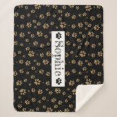 Zwart & Bruin Paws Gepersonaliseerde Hond Kat Pet Sherpa Deken (Voorkant)