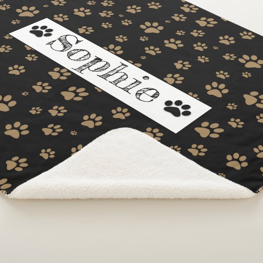 Zwart & Bruin Paws Gepersonaliseerde Hond Kat Pet Sherpa Deken (3/4)