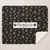 Zwart & Bruin Paws Gepersonaliseerde Hond Kat Pet Sherpa Deken (Voorkant (horizontaal))