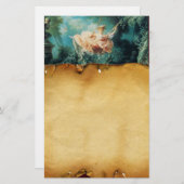 ZWART, bruin perkament, groen roze Briefpapier (Voorkant / Achterkant)