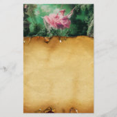 ZWART, bruin perkament, groene roze fuchsia Briefpapier (Voorkant)