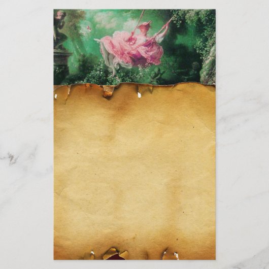 ZWART, bruin perkament, groene roze fuchsia Briefpapier (Voorkant)