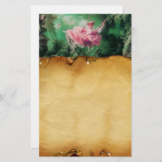 ZWART, bruin perkament, groene roze fuchsia Briefpapier (Voorkant / Achterkant)