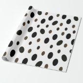 Zwart Bruin Polka Dot Cadeaupapier (Uitgerold)
