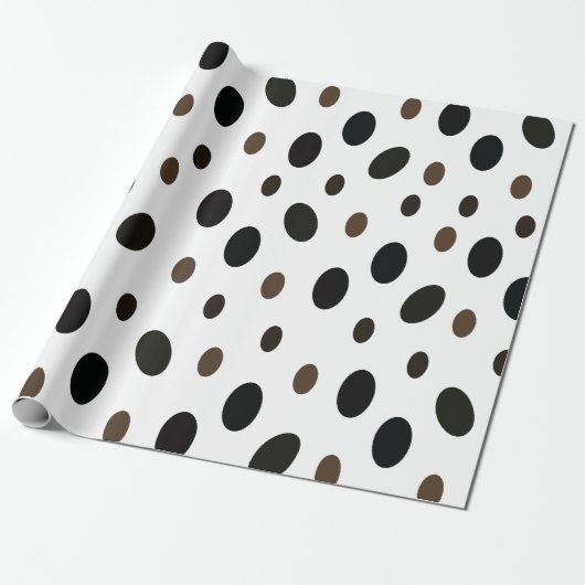 Zwart Bruin Polka Dot Cadeaupapier (Uitgerold)