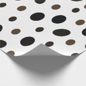Zwart Bruin Polka Dot Cadeaupapier (Hoek)