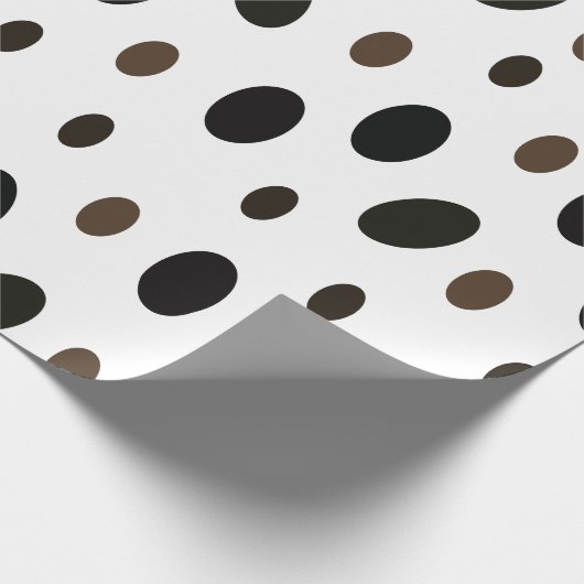 Zwart Bruin Polka Dot Cadeaupapier (Hoek)