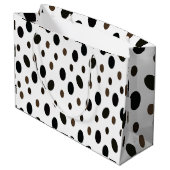 Zwart Bruin Polka Dot Groot Cadeauzakje (Achterkant Gekanteld)
