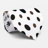 Zwart Bruin Polka Dot Stropdas (Opgerold)