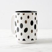 Zwart Bruin Polka Dot Tweekleurige Koffiemok (Voorkant links)