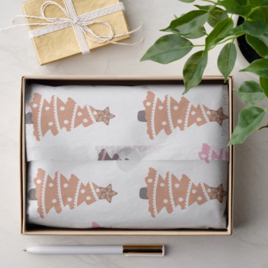 Zwart Bruin Roze Kerstbomen Witte Kerst Tissuepapier (Geschenk)