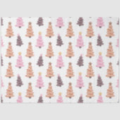 Zwart Bruin Roze Kerstbomen Witte Kerst Tissuepapier (Voorkant)