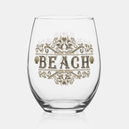 Zwart & bruin  strand wijnglas zonder voet