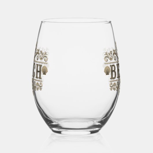 Zwart & bruin  strand wijnglas zonder voet (Rechts)