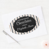 Zwart & bruin strepen-zelfgemaakt ovale sticker (Envelop)