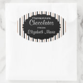 Zwart & bruin strepen-zelfgemaakt ovale sticker (Tas)