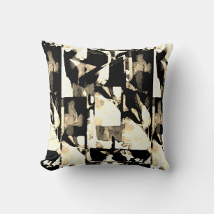 Zwart Bruin Taupe Beige Hedendaagse Kunstprint Kussen