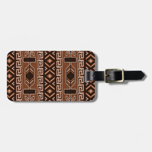 Zwart-bruin Tribal Aztec Pattern Bagagelabel (Voorkant horizontaal)