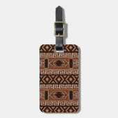 Zwart-bruin Tribal Aztec Pattern Bagagelabel (Voorkant verticaal)
