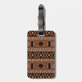Zwart-bruin Tribal Aztec Pattern Bagagelabel (Achterkant verticaal)
