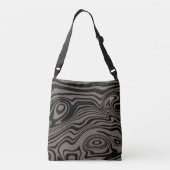 Zwart Bruin Wavy Streep Crossbody Bag Custom Kleur Tas (Achterkant)