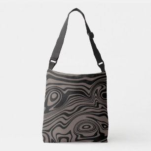 Zwart Bruin Wavy Streep Crossbody Bag Custom Kleur Tas