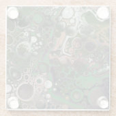 Zwart, bruin, wit en groen vochtig art glazen onderzetter (Achterkant)