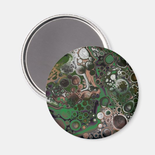 Zwart, bruin, wit en groen vochtig art magneet (Voorkant / Achterkant)