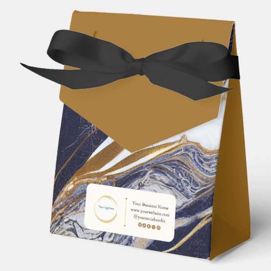Zwart Bruin Wit Goud Marmer Small Business Bedankdoosjes (Voorkant)
