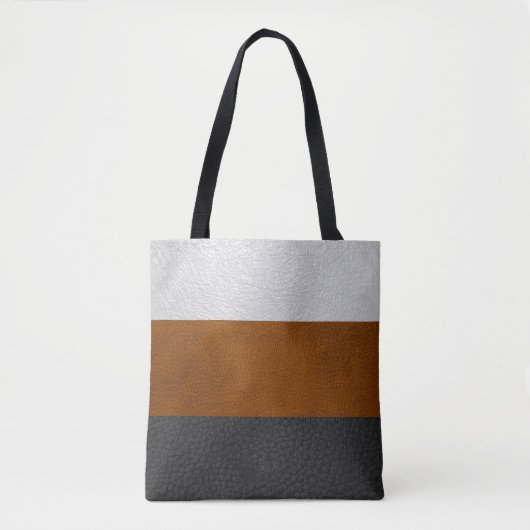 Zwart, bruin, wit kunstleder - Canvas tas (Voorkant)