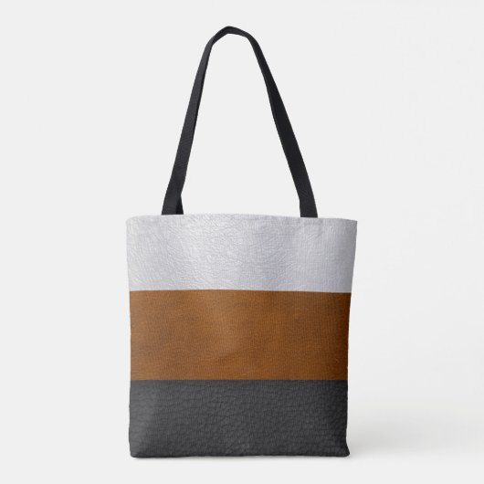 Zwart, bruin, wit kunstleder - Canvas tas (Achterkant)
