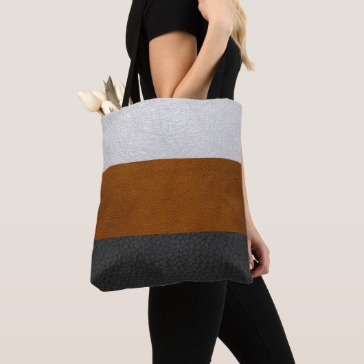 Zwart, bruin, wit kunstleder - Canvas tas (Dichtbij)
