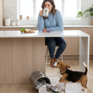 Zwart & bruine Beagle Mok/ typografie/Persoonlijk  Koffiemok