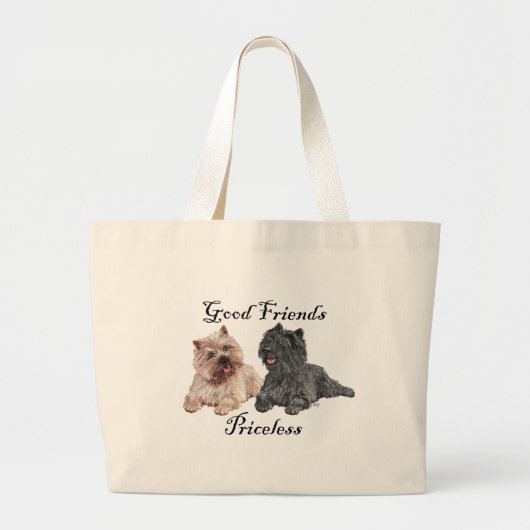 Zwart & Bruine Cairn Terriërs Grote Tote Bag (Voorkant)