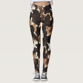 Zwart Bruine Crème Koeienprint Leggings (Voorkant)
