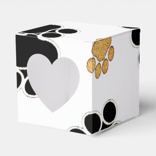 Zwart-bruine hondenpootjes bedankdoosjes (Voorkant Zijde)