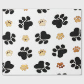 Zwart-bruine hondenpootjes cadeaupapier (Vlak)