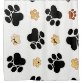 Zwart-bruine hondenpootjes douchegordijn (Voorkant)