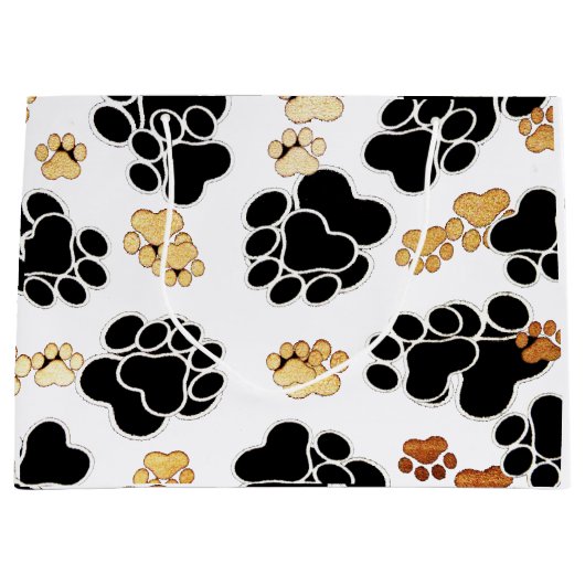 Zwart-bruine hondenpootjes groot cadeauzakje (Voorkant)