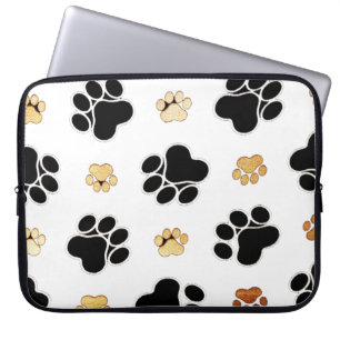 Zwart-bruine hondenpootjes laptop sleeve