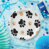 Zwart-bruine hondenpootjes papieren bordje (Feest)