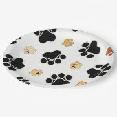 Zwart-bruine hondenpootjes papieren bordje (Gekanteld)
