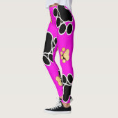 Zwart-bruine hondenpootjes roze leggings (Links)