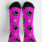 Zwart-bruine hondenpootjes roze sokken (Top)