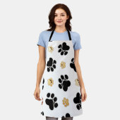 Zwart-bruine hondenpootjes schort (Gedragen)