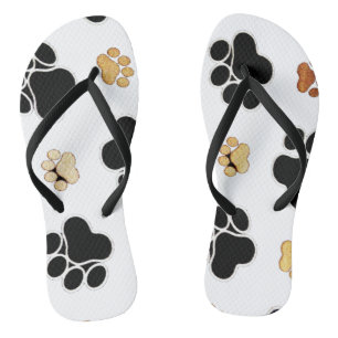 Zwart-bruine hondenpootjes teenslippers