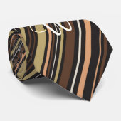 Zwart & Bruine Tonen Strepen 2-Custom Monogram Stropdas (Opgerold)