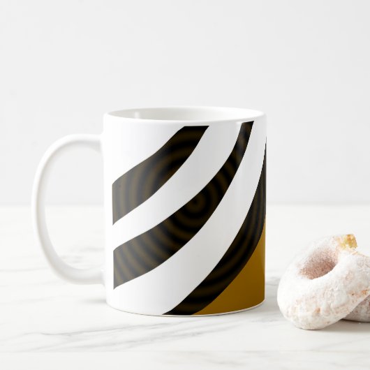 Zwart Bruine Witte Strepen Koffiemok (Met donut)