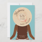 Zwart Brunette Bachelorette Weekend Zwembad Party Kaart (Voorkant)